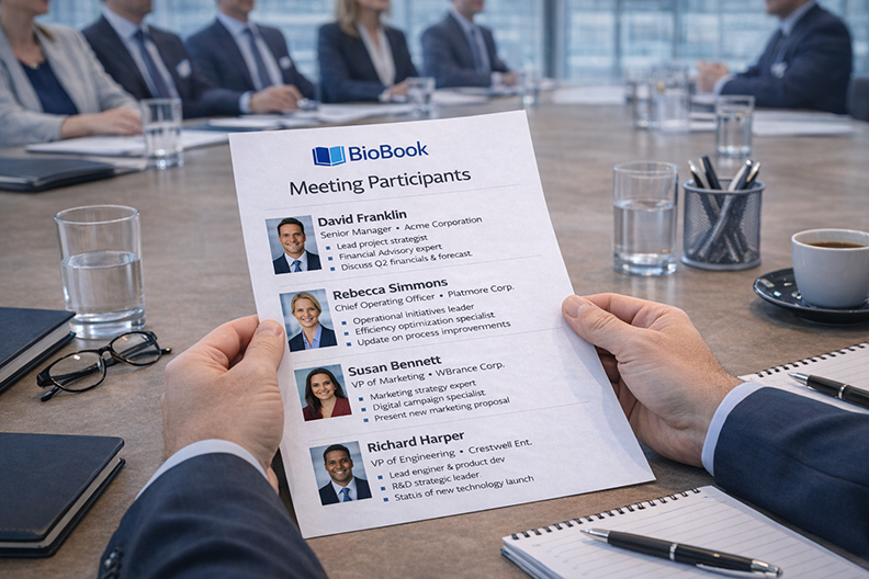 Single sheet meeting bio